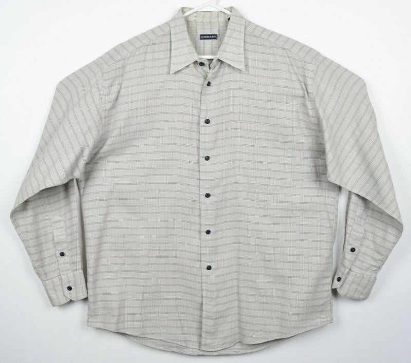 Vintage Gitman Bros Men's Large Gray Plaid Made in USA Button-Front Shirt
