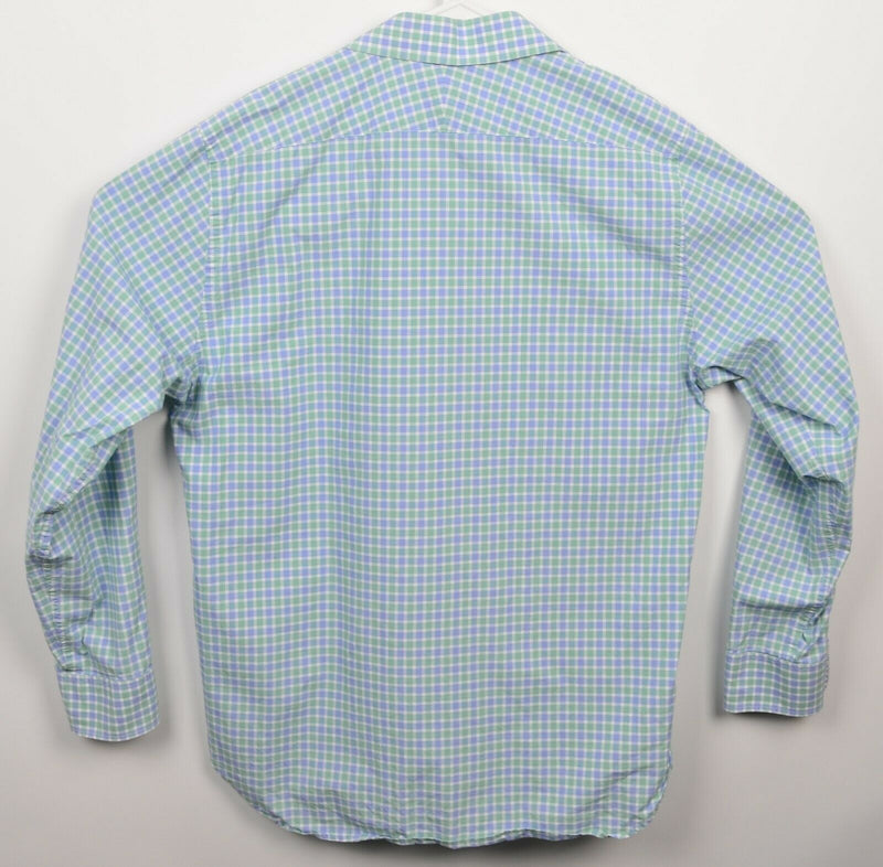 Lilly Pulitzer Men's XL Flip Cuff Green Blue Plaid Wyeth Button-Front Shirt