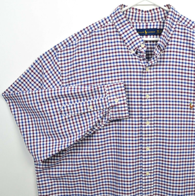 Polo Ralph Lauren Men's 3XB (3XL Big) Blue Maroon Red Check Button-Down Shirt