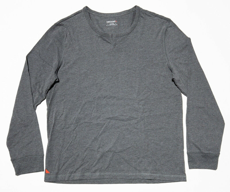 UNTUCKit Gracia Slit Neck Tee Soft Long Sleeve Charcoal Gray Men's XL