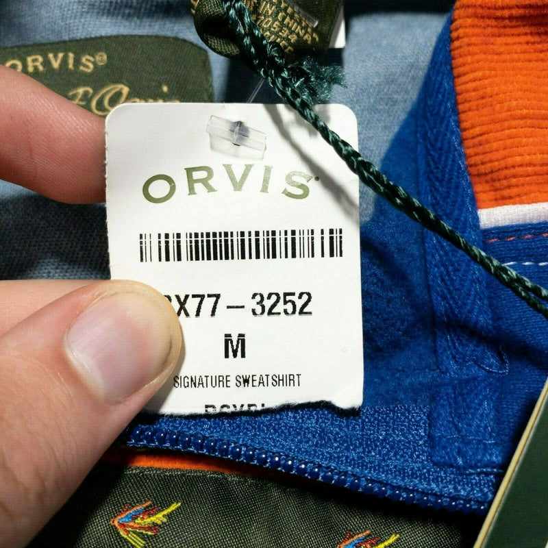 Orvis Signature Men's Medium 1/4 Zip Solid Royal Blue Signature Sweatshirt