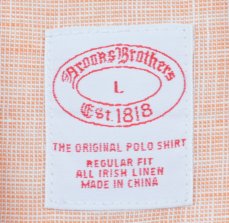 Brooks Brothers Men's Large Regular Irish Linen Solid Orange Button-Down Shirt