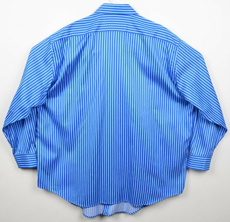 Robert Graham Men's Sz 47/18.5 34/35 BIG Blue Striped Long Sleeve Dress Shirt