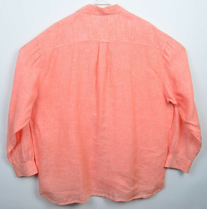 Nat Nast Men's 2XL American Fit 100% Linen Peach Orange Button-Front Shirt