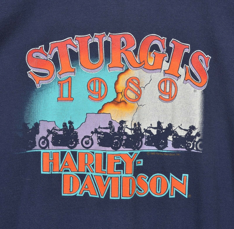 Vintage 1989 Harley-Davidson Men's Sz XL Sturgis Rally Navy Motorcycle T-Shirt