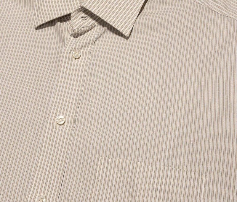 Borrelli Napoli Shirt 17 (43) Men's Dress Shirt Yellow White Stripe Italian