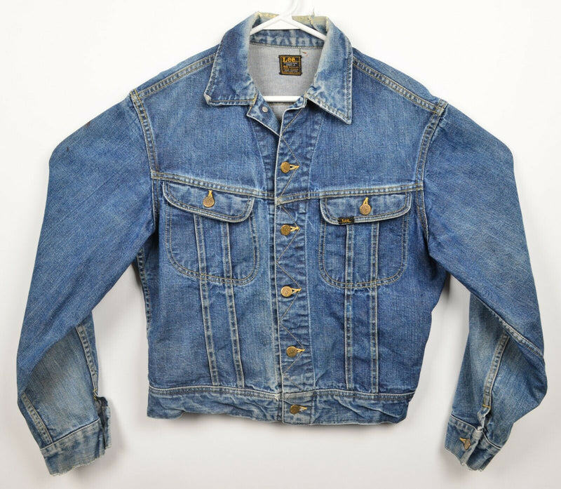 Vintage 60s Lee Sanforized Men's 40 Made in USA Distressed 101-J Denim Jacket