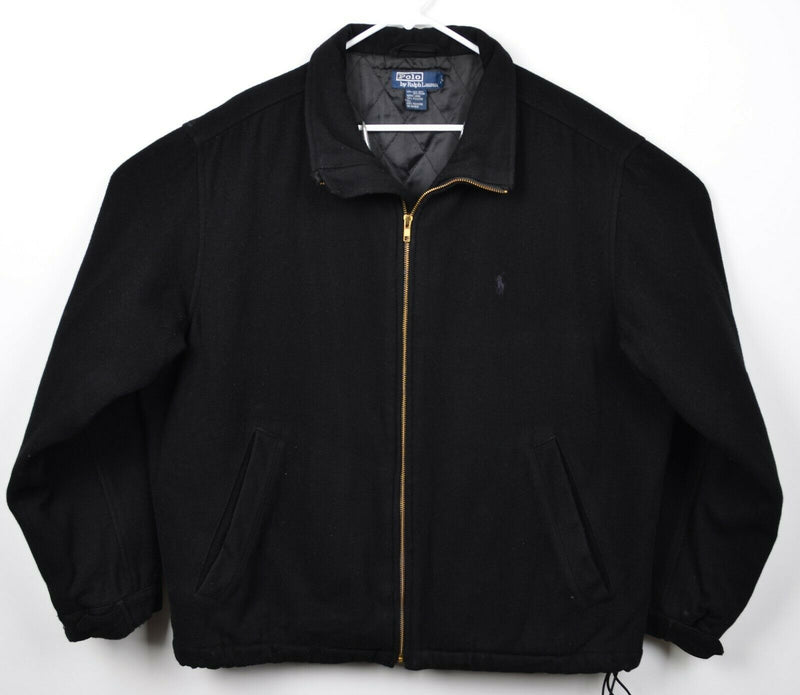 Polo Ralph Lauren Men's XL Wool Quilt Lined Black Full Zip Bomber Jacket