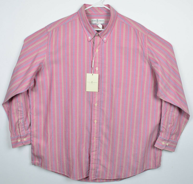 Fairway & Greene Men's 2XL Pink Striped Golf Panama Oxford Button-Down Shirt