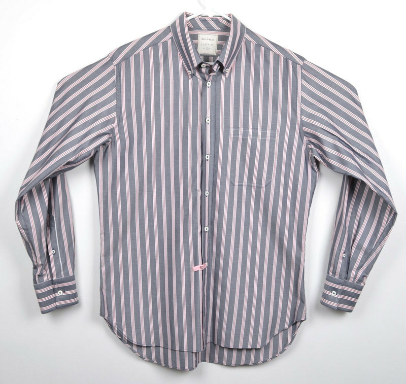 Billy Reid Men's Large (Fit 2) Gray Red Striped Made in Italy Button-Down Shirt