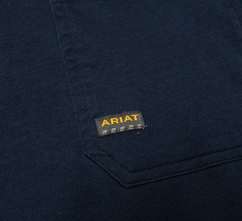 Ariat Rebar Shirt Men's 3XL Henley Collar Long Sleeve Navy Blue Workwear