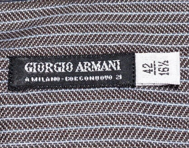 Giorgio Armani Dress Shirt 16.5 Men's Band Collar Italy Designer Cupro Blend