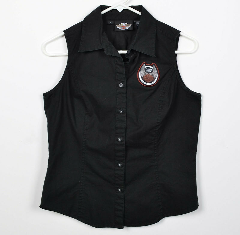 Harley-Davidson Women's Small 105th Anniversary Sleeveless Black Biker Shirt