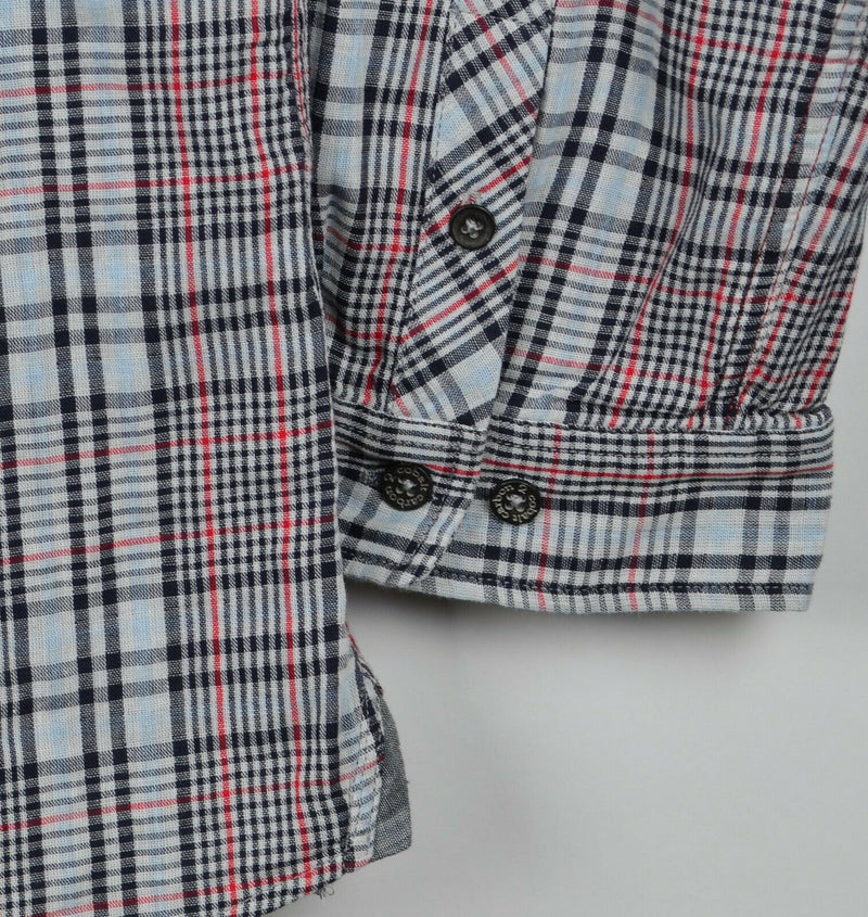 Carbon 2 Cobalt Men's XL Black Red White Plaid Button-Front Flannel Shirt