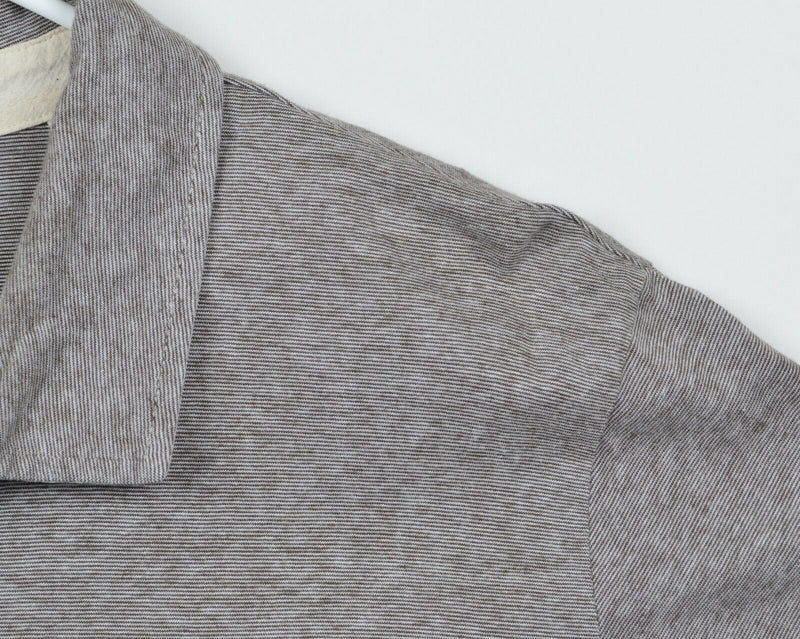 Billy Reid Men's Sz XL Brown Micro-Striped Short Sleeve Pocket Polo Shirt