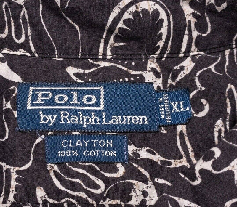 Polo Ralph Lauren Clayton Hawaiian Shirt XL Men's Floral Reef Black Short Sleeve