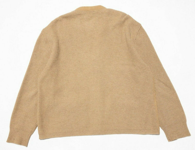 Orvis Camel Hair Cardigan Sweater Knit Tan V-Neck Button-Front Men's XL