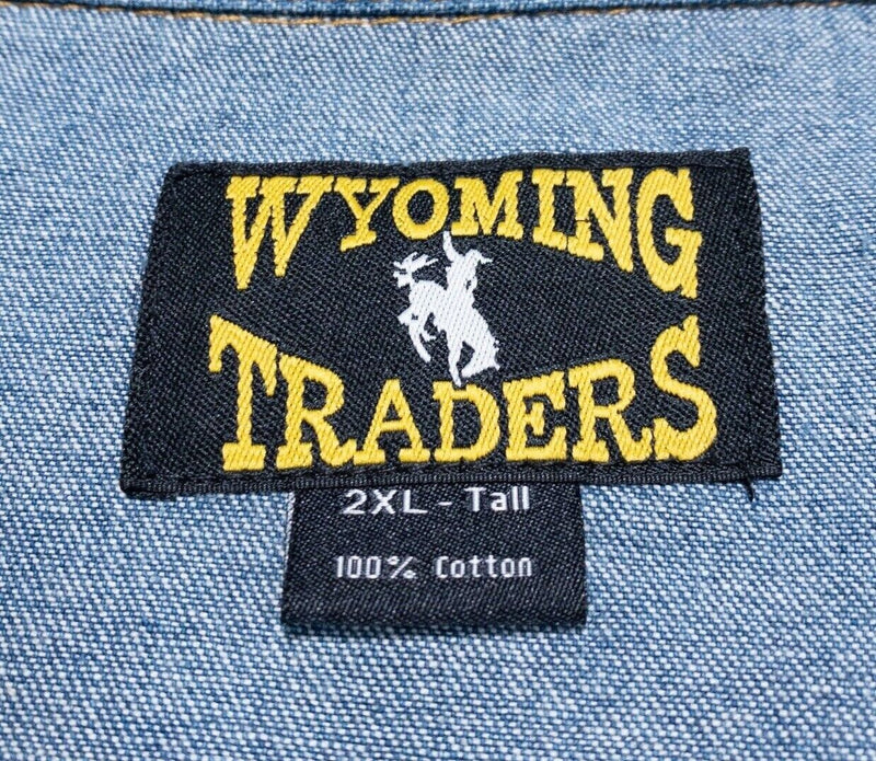 Wyoming Traders Pearl Snap 2XLT Men's Denim Shirt Western Rockabilly 2XL Tall