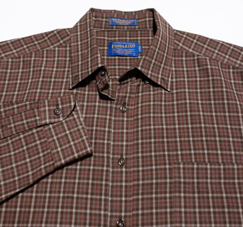Sir Pendleton Wool Shirt Men's Large Long Worsted Plaid Long Sleeve Button 90s