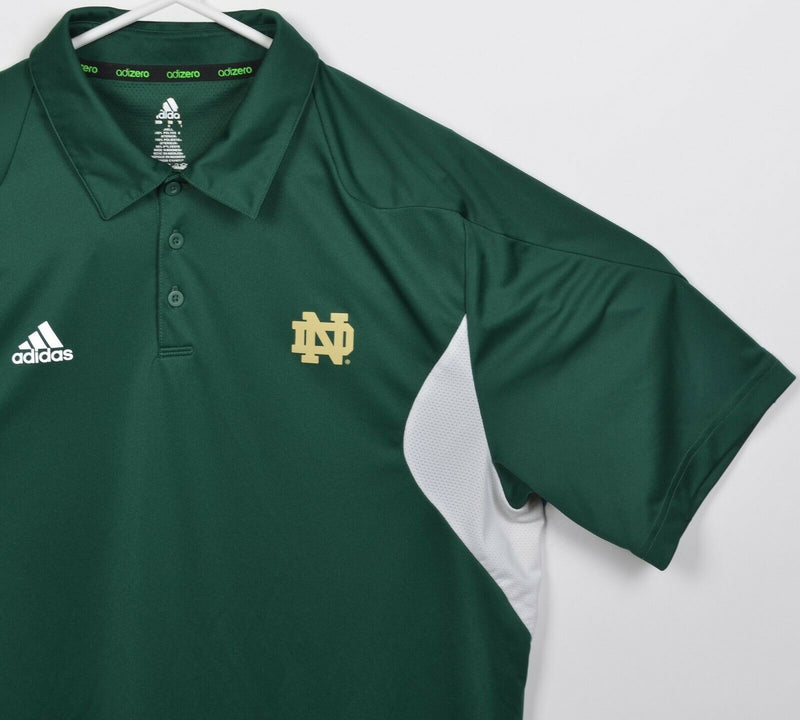 Notre Dame Men's Large Adidas Green ND Polyester Wicking Golf Polo Shirt