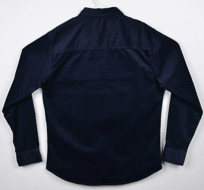 Diamond Black Jack Men's Large Stretch Fix Stitch Fix Navy Blue Corduroy Shirt