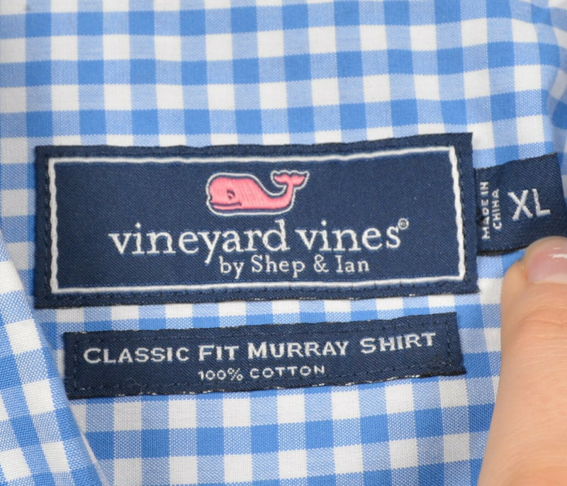 Vineyard Vines Men's XL Classic Fit Murray Blue Gingham Check Button-Down Shirt