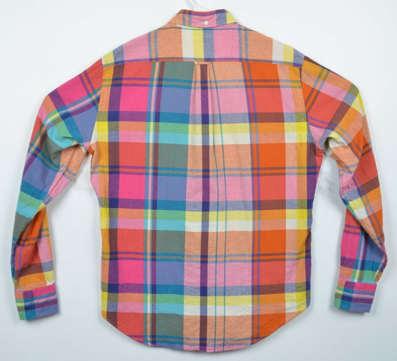 GANT Men Medium "Sunset Madras" Colorful Pink Red Orange Plaid Button-Down Shirt