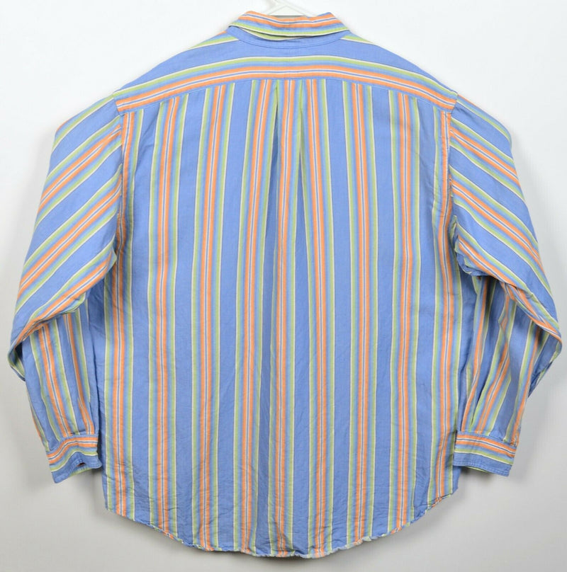 Polo Ralph Lauren Men's XL Classic Fit Linen Blend Blue Orange Striped Shirt