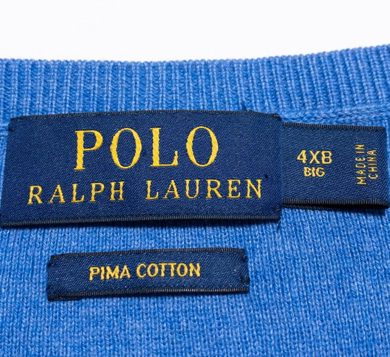 Polo Ralph Lauren 4XB Sweater Vest Mens 4XL Big & Tall V-Neck Knit Pullover Blue