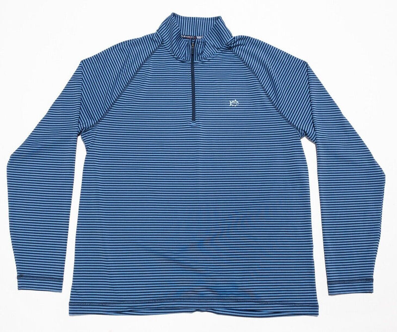 Southern Tide 1/4 Zip Mens Large Pullover Top Wicking Stretch Blue Stripe Preppy
