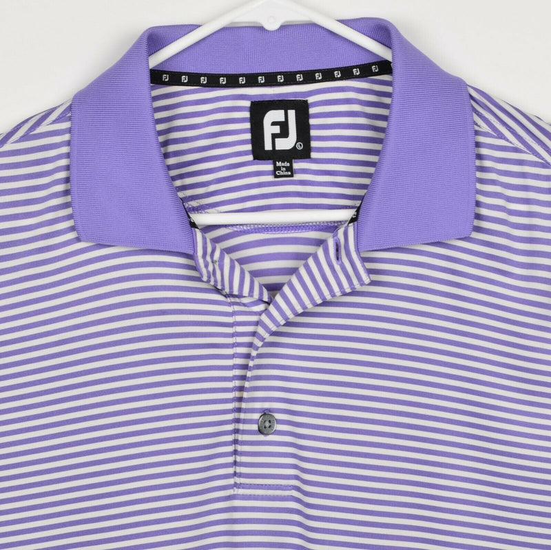 FootJoy Men's Sz Large Purple White Striped The Legends Golf Polo Shirt