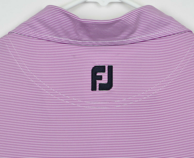 FootJoy Men's Sz 2XL Purple White Micro-Striped FJ Performance Golf Polo Shirt