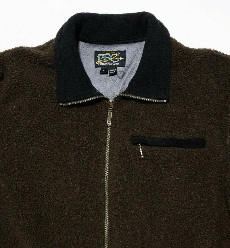 PFG Perfect for Golf Jacket Men's Large GORE Windstopper Lined Brown Sherpa