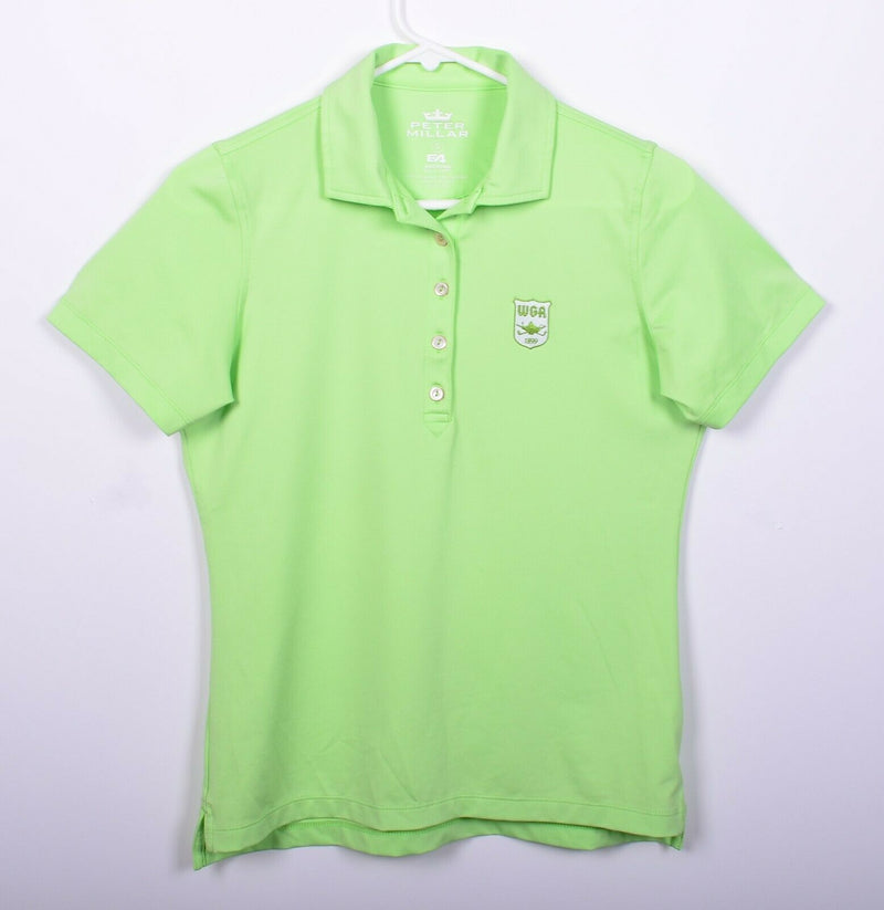 Peter Millar Women's Small E4 Wicking 50+ UPF Lime Green WGA Golf Polo Shirt