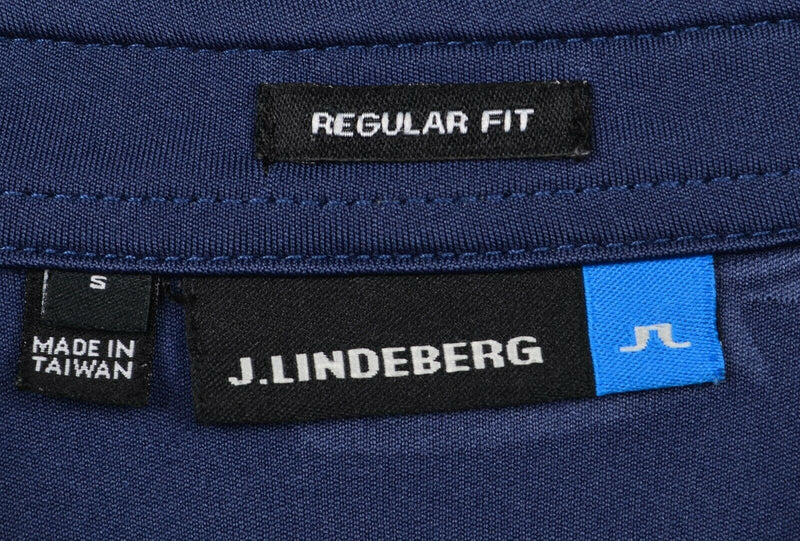 J. Lindeberg Men Sz Small Regular Fit Logo Collar Navy Blue Golf TX Jersey Shirt