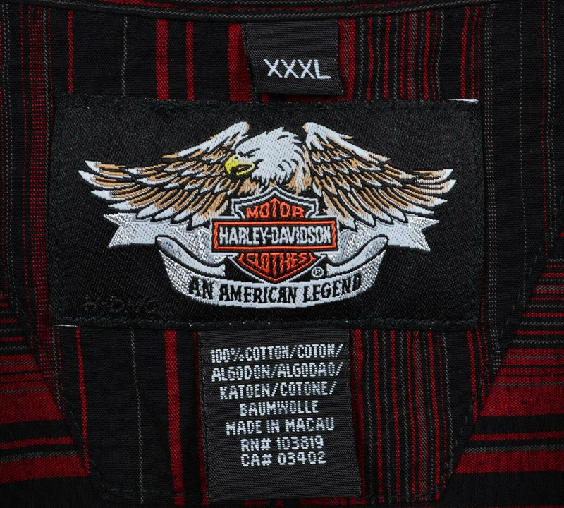 Harley-Davidson Men's 3XL Black Red Striped Embroidered Garage Mechanic Shirt