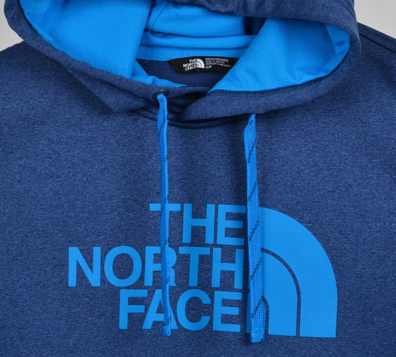 The North Face Men's Small Blue Logo Spell Out Pullover TNF Hoodie Sweatshirt