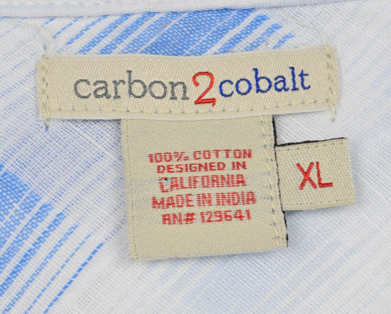 Carbon 2 Cobalt Men's XL White Blue Plaid Long Sleeve Button-Front Shirt