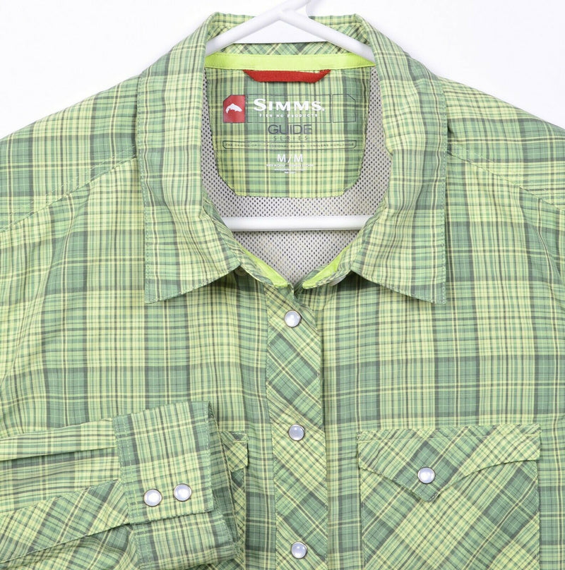 Simms Guide Series Women's Medium Pearl Snap Green Plaid Vented Fishing Shirt