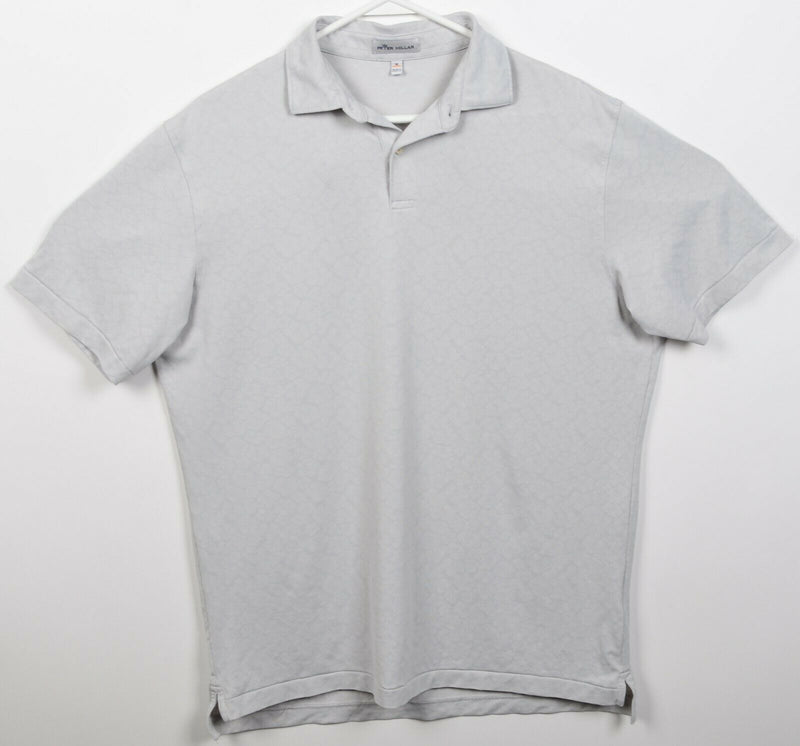 Peter Millar Crown Sport Men's Medium Gray Floral Wicking Golf Polo Shirt