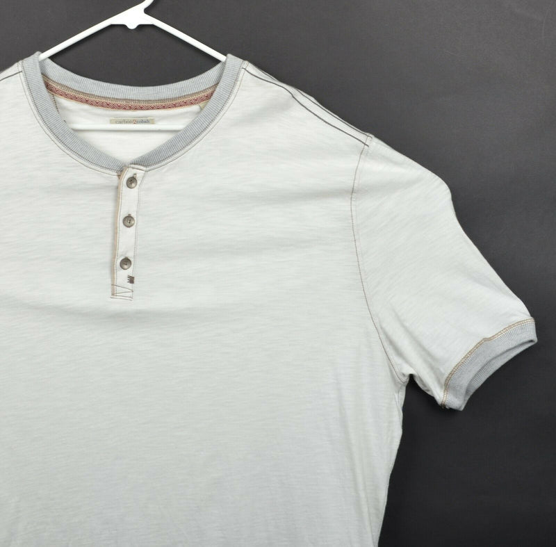 Carbon 2 Cobalt Men's Sz 2XL Henley Collar Solid White Gray Accent Shirt