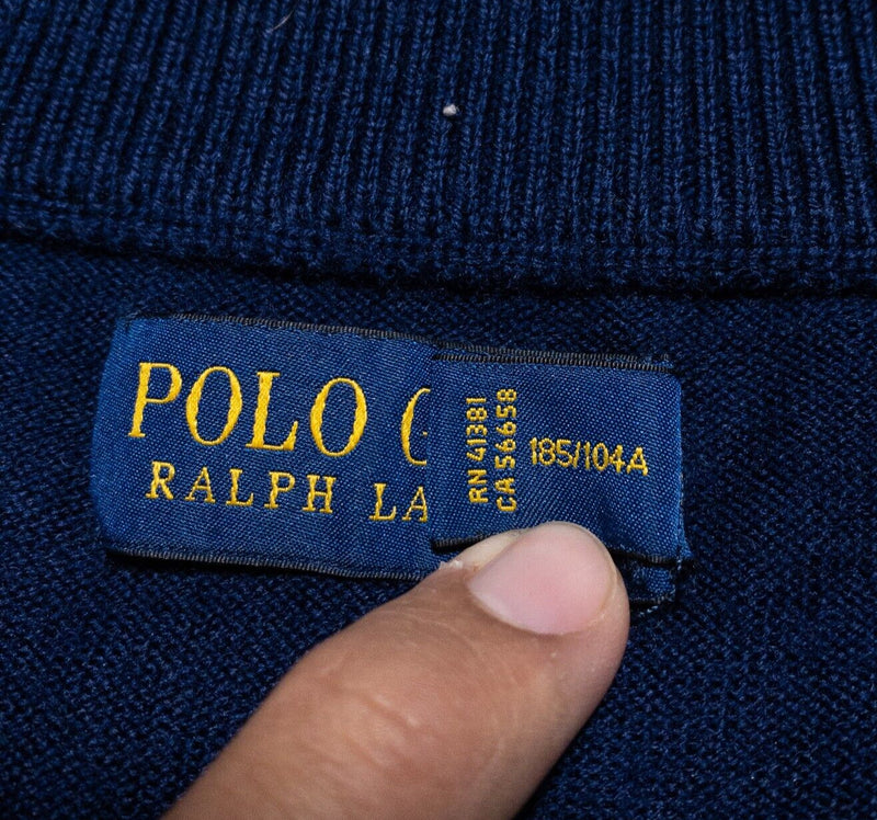 Polo Golf Ralph Lauren Sweater Men's XL Merino Wool 1/4 Zip Pullover Blue Knit