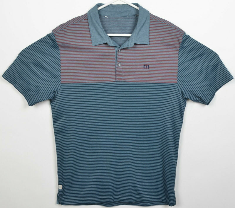 Travis Mathew Men's Small? Red Blue Striped Two Tone Wicking Golf Polo Shirt