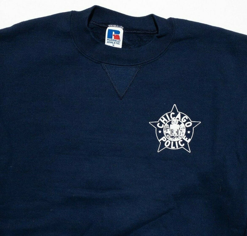 Vintage 90s Russell Athletic Men's Medium Chicago Police Navy Blue Sweatshirt