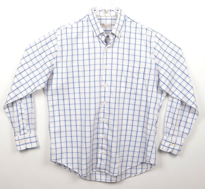 Peter Millar Crown Soft Men's Sz Large Cotton Silk Blend Plaid Button-Down Shirt