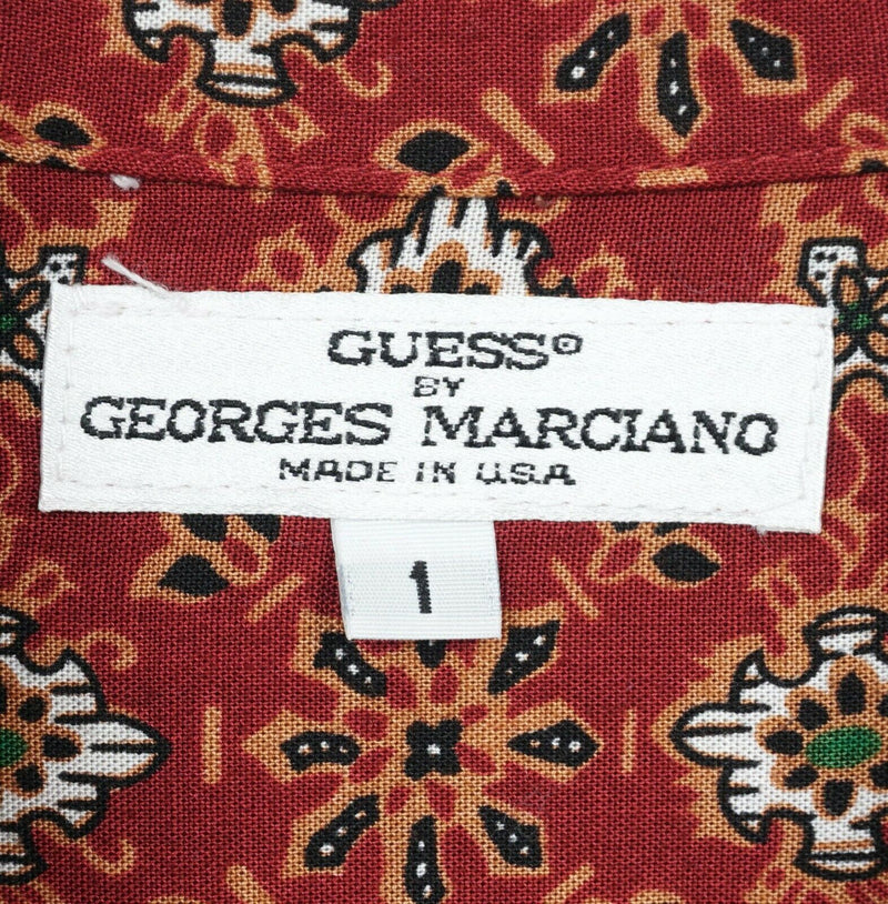GUESS by Georges Marciano Men's 1 (Small) Rayon Floral Red Vintage 80s Shirt