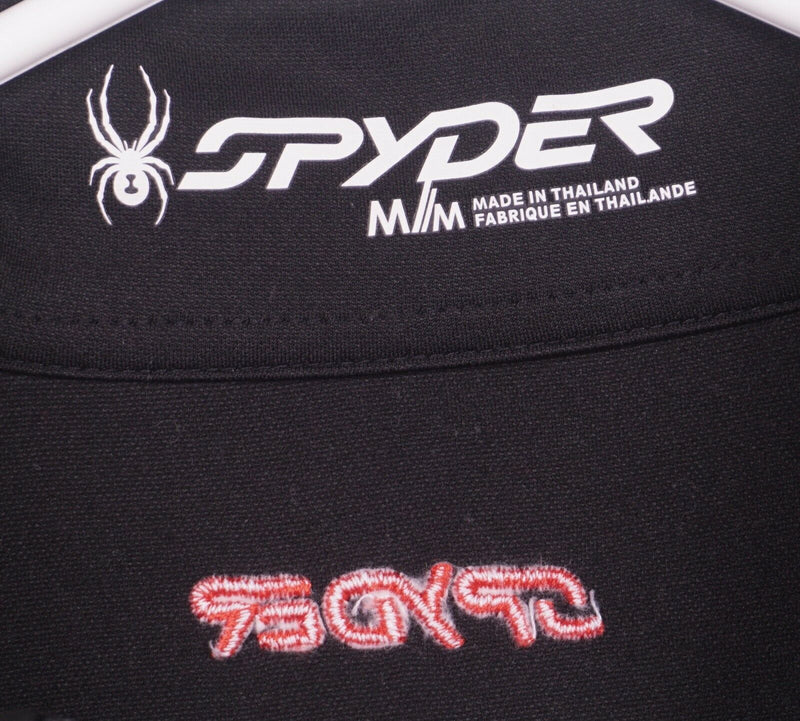 Spyder Men's Medium 1/4 Zip Ski Base Layer Black Red Webbed Top