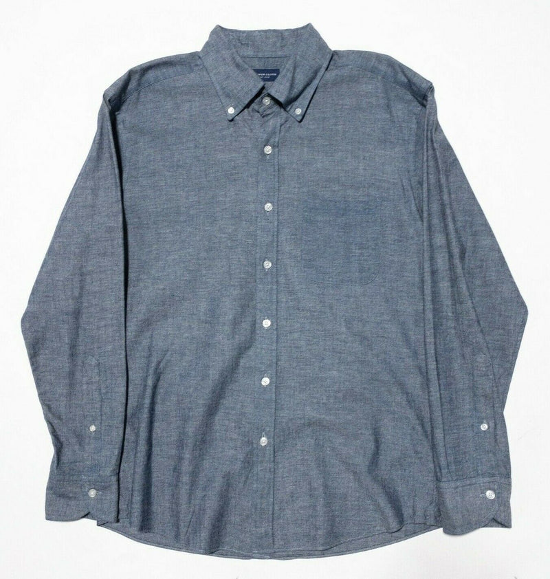 Proper Cloth Shirt Men's Fits Large Blue Chambray Long Sleeve Button-Down