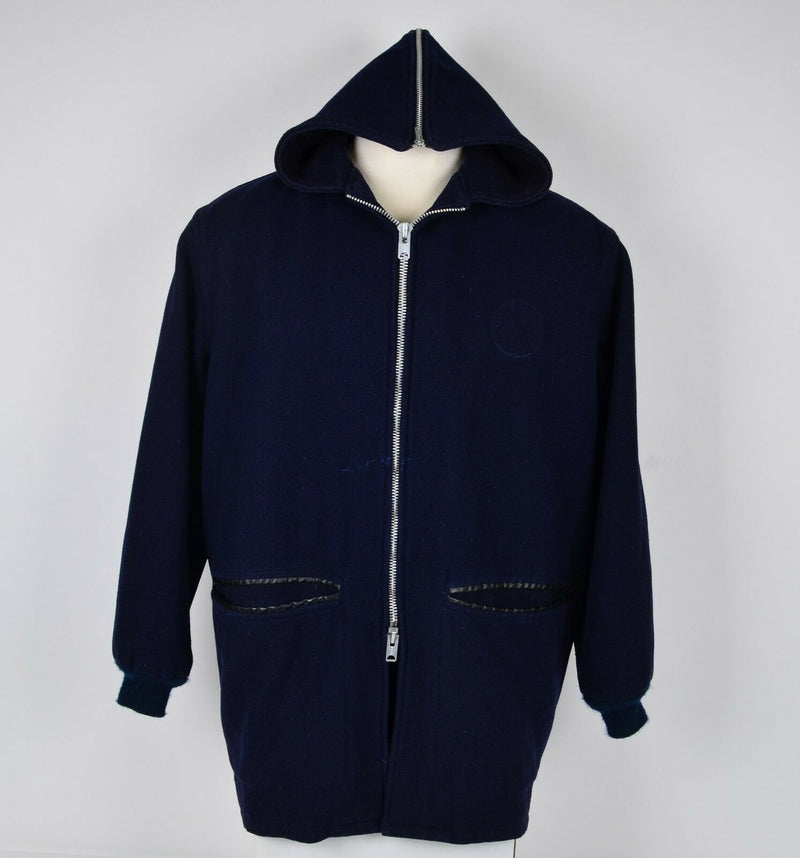 Vintage 60s Champion Men's XL Navy Blue Full Zip Hooded Lined Jacket