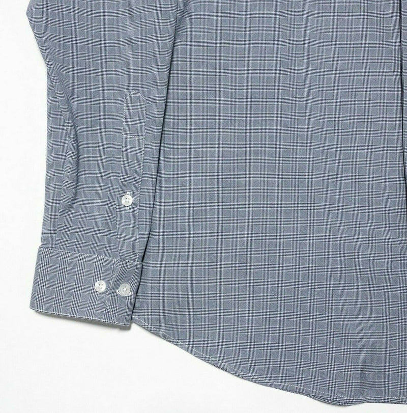 Mizzen+Main Leeward Performance Dress Shirt Wicking Blue Plaid Men's XL Standard